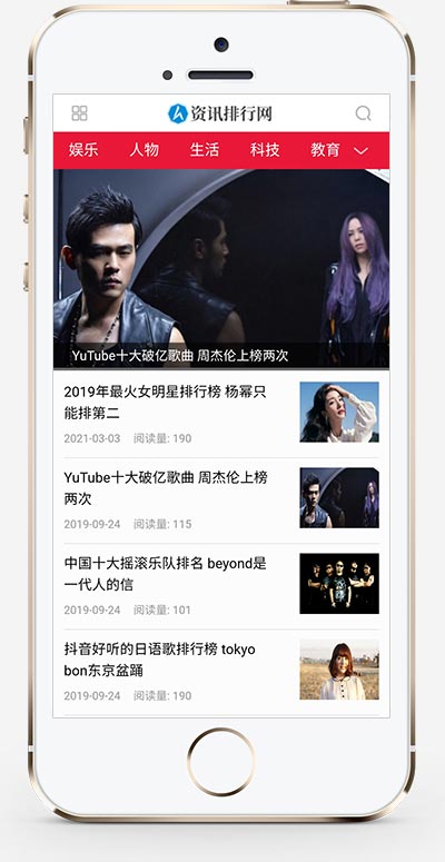 响应式新闻资讯排行网类网站模板源码 新闻门户织梦模板下载(自适手机端)-1