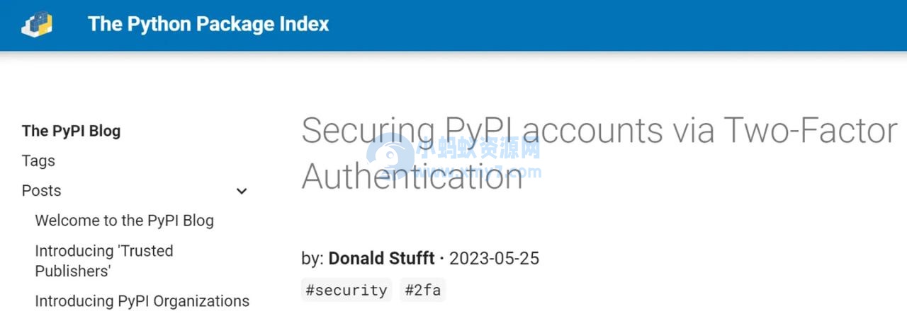 受恶意程序影响，Python 第三方套件存储库 PyPI 将强制用户使用 2FA 登录验证