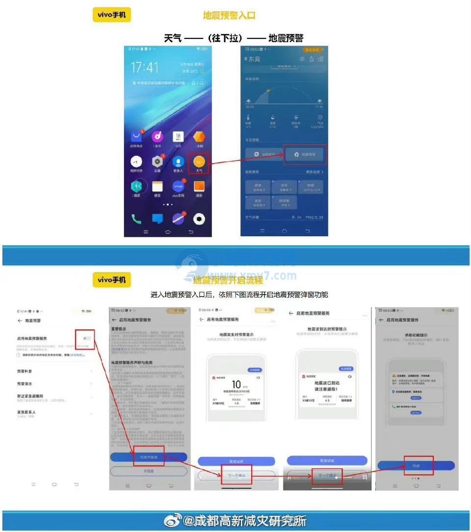 成都减灾所发布各大品牌手机、电视开启“地震预警”功能教程 成都减灾所发布各大品牌手机、电视开启“地震预警”功能教程