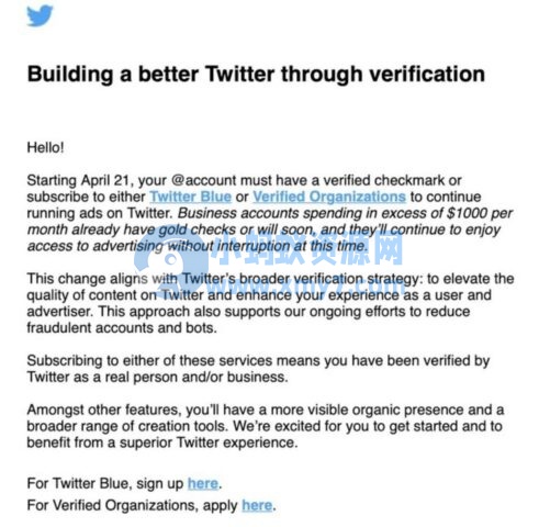 马斯克“敛财有道”：向 Twitter 投放广告需验证账号，每月最高 1000 美元