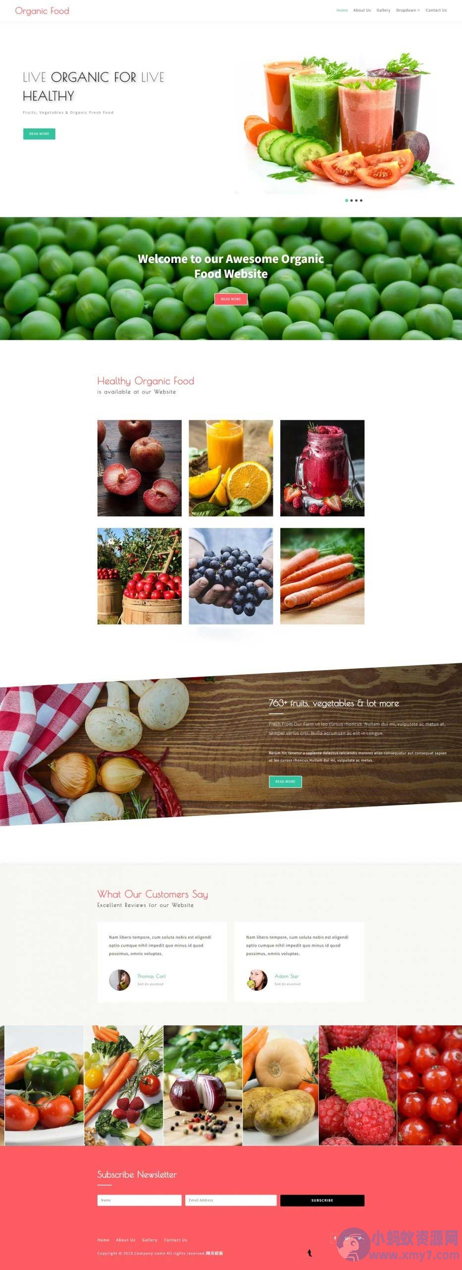 html5健康有机蔬菜果汁店网站模板